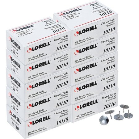 LORELL Thumbtacks, 3/8"Dia Shank, 5/16"L, 1000/BX, Silver 1000PK LLR10110BX